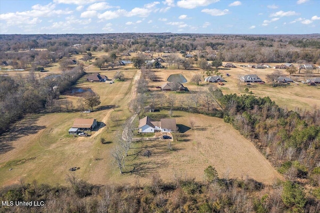 aerial view with a rural view