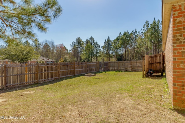 view of yard featuring a fenced backyard