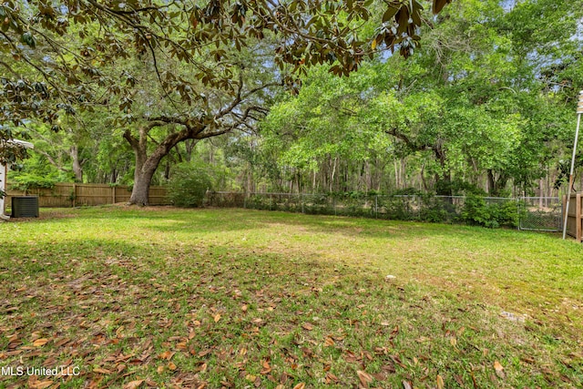 view of yard with a fenced backyard
