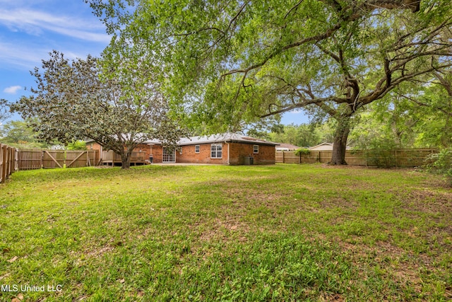 view of yard featuring a fenced backyard