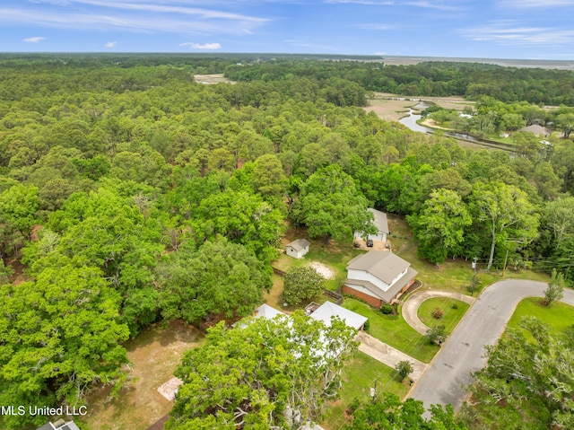 drone / aerial view with a forest view
