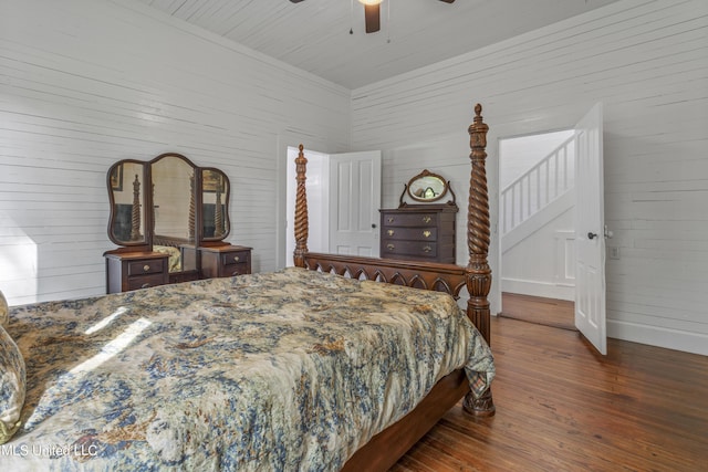 21021 Old River Rd, Vancleave, MS 39565 - bedroom with wood-type flooring and a ceiling fan