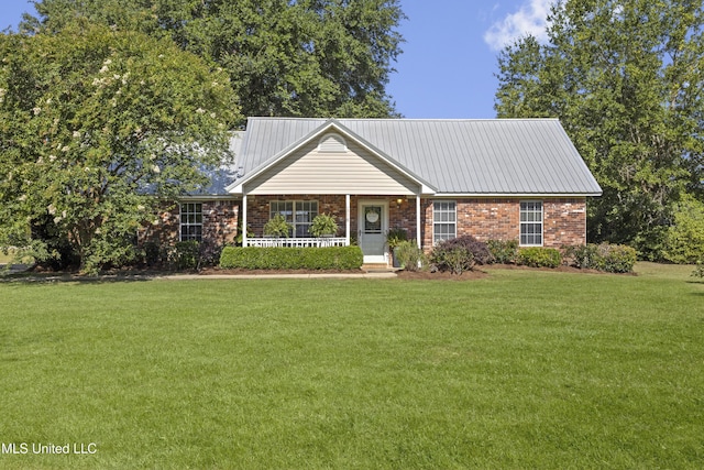 13625 Mount Pleasant Rd, Vancleave, MS 39565 - view of front of property with a front lawn, covered porch, and brick siding