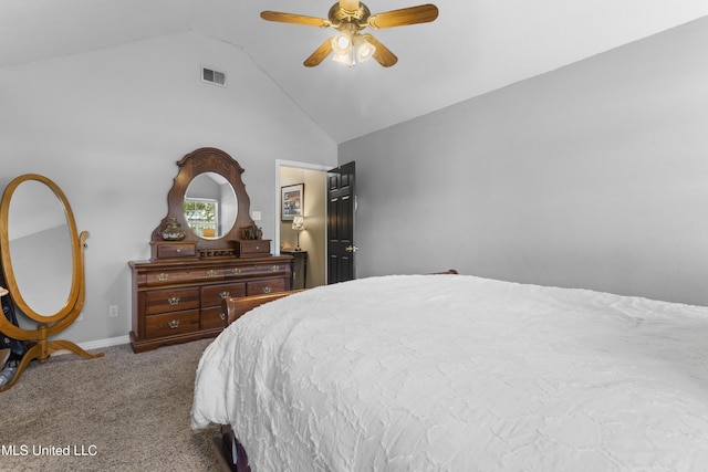 13625 Mount Pleasant Rd, Vancleave, MS 39565 - bedroom featuring carpet flooring, a ceiling fan, and high vaulted ceiling