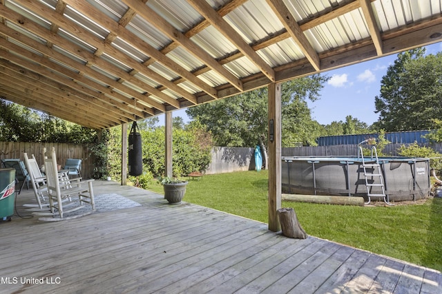 13625 Mount Pleasant Rd, Vancleave, MS 39565 - wooden terrace with a fenced backyard