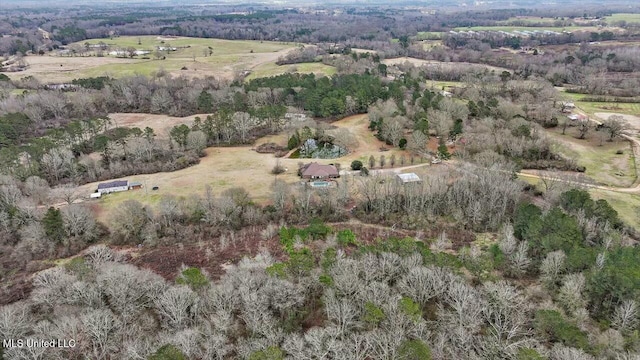 bird's eye view with a rural view