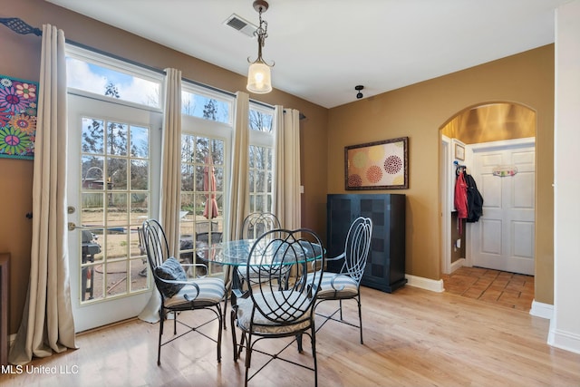 dining area featuring light hardwood / wood-style flooring