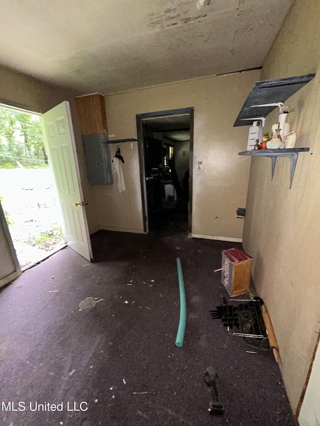 99 SW Railroad Rd, Roxie, MS 39661 - kitchen with electric panel and open shelves