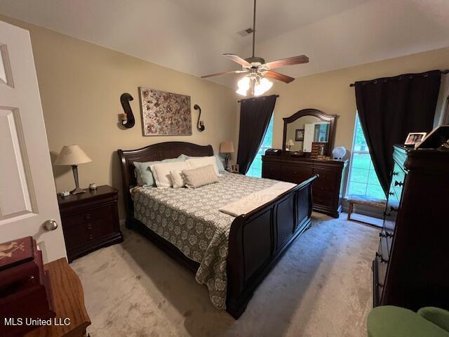211 Fairway Trace Dr, Hernando, MS 38632 - bedroom with light carpet and ceiling fan