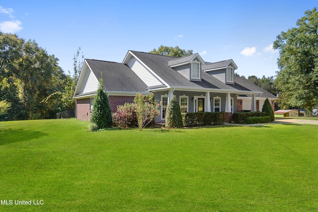 new england style home with a front lawn and a porch