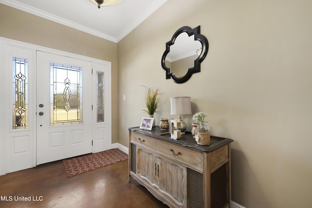 entrance foyer featuring crown molding