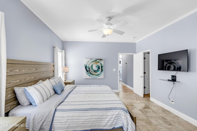 112 Vista Dr, Pass Christian, MS 39571 - bedroom with ornamental molding and ceiling fan