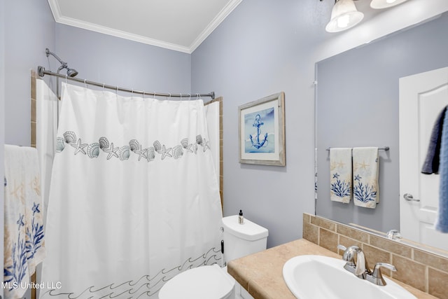 112 Vista Dr, Pass Christian, MS 39571 - bathroom with vanity, decorative backsplash, and ornamental molding