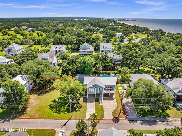 112 Vista Dr, Pass Christian, MS 39571 - aerial view of property's location with property boundaries highlighted and a large body of water
