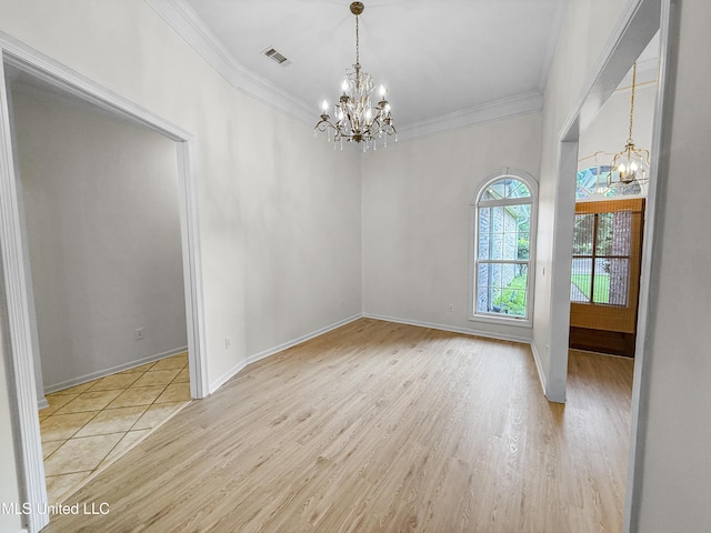 290 Geneva Blvd, Madison, MS 39110 - unfurnished room with a chandelier, ornamental molding, and wood finished floors