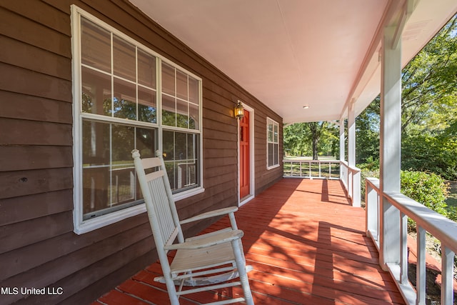 deck with covered porch