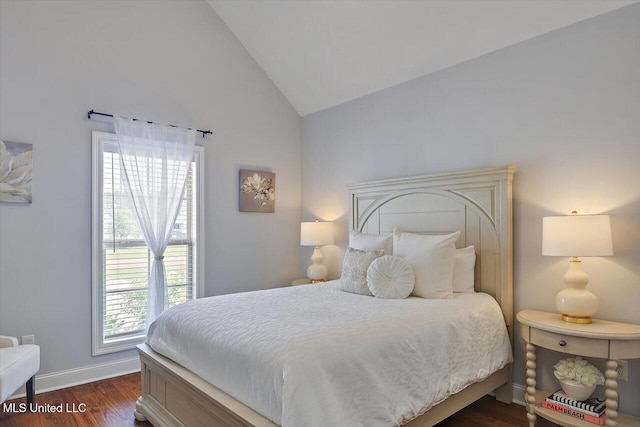 1235 Cutter Ln, Brandon, MS 39047 - bedroom with dark wood-type flooring and high vaulted ceiling