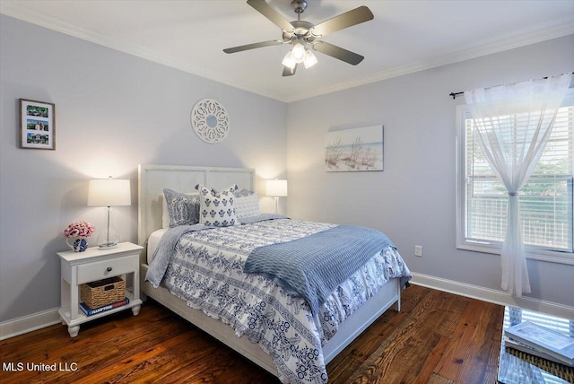 1235 Cutter Ln, Brandon, MS 39047 - bedroom with wood finished floors, ornamental molding, and ceiling fan