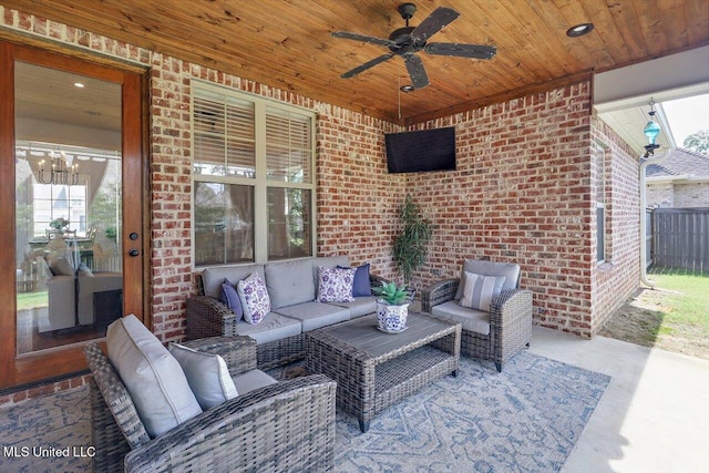 1235 Cutter Ln, Brandon, MS 39047 - view of patio with ceiling fan and an outdoor hangout area