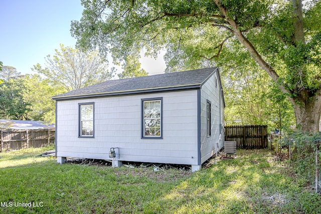 2411 12th St, Pascagoula, MS 39567 - view of property exterior featuring a fenced backyard and roof with shingles