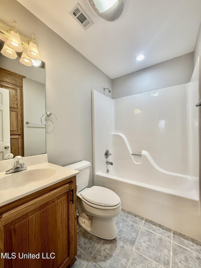 110 Frye Rd, Hattiesburg, MS 39401 - bathroom with toilet, vanity, bathing tub / shower combination, and tile patterned flooring