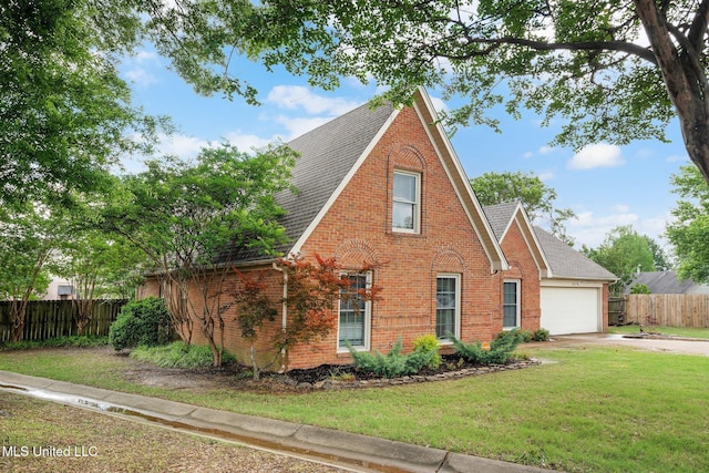 view of front of property featuring brick siding, a shingled roof, and a garage