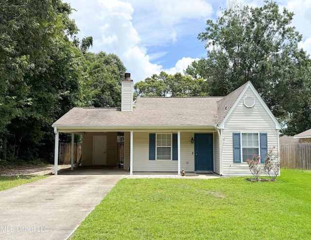999 Hamakua St, Diamondhead, MS 39525 - ranch-style house with a carport, driveway, a chimney, and covered porch