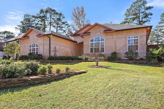 ranch-style house featuring a front yard