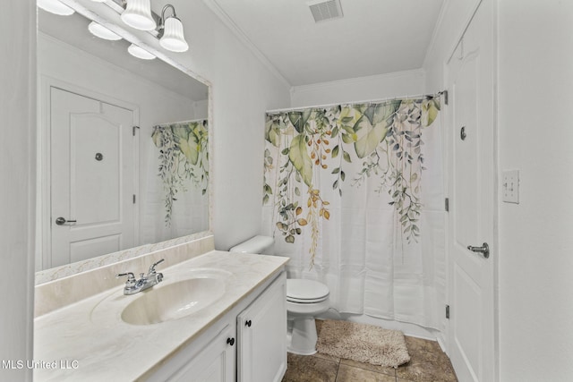 1914 Twin Pine Dr, Pearl, MS 39208 - full bath with vanity, toilet, ornamental molding, tile patterned flooring, and shower / bath combination with curtain