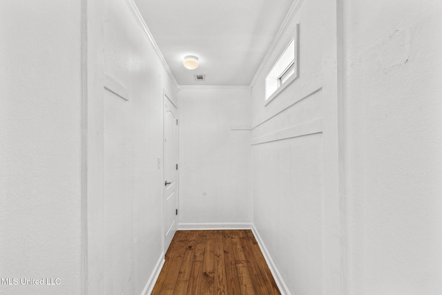 1914 Twin Pine Dr, Pearl, MS 39208 - hall with dark wood-style flooring, ornamental molding, and baseboards