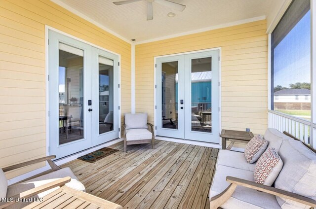 124 Arkansas Ave, Gulfport, MS 39507 - sunroom featuring french doors and a ceiling fan
