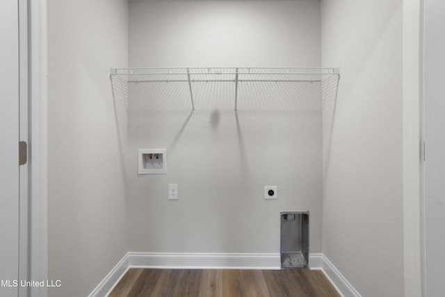 12278 Frazier Ln, Gulfport, MS 39503 - laundry room featuring washer hookup, hookup for an electric dryer, dark wood finished floors, and baseboards