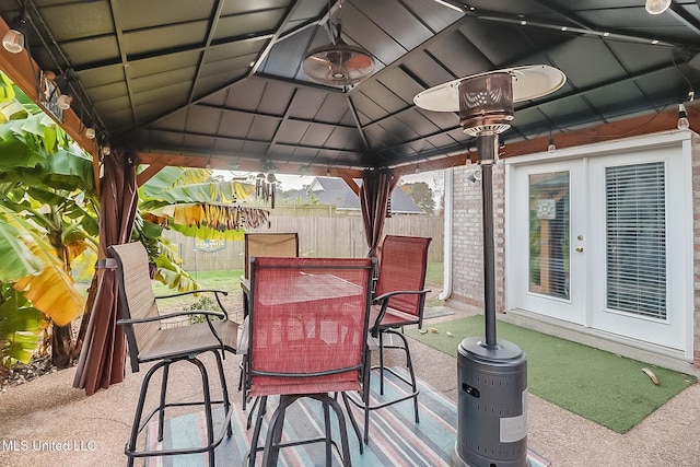 view of patio with a gazebo and french doors