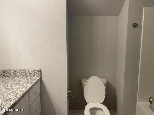 bathroom with toilet and vanity