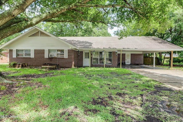 2211 Popps Ferry Rd, Biloxi, MS 39532 - ranch-style house with driveway, brick siding, a carport, and roof with shingles