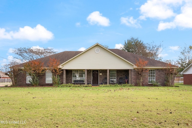 single story home with a front yard