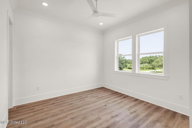 26470 W Beach Blvd, Pass Christian, MS 39571 - spare room with ceiling fan, light wood-style floors, recessed lighting, and ornamental molding