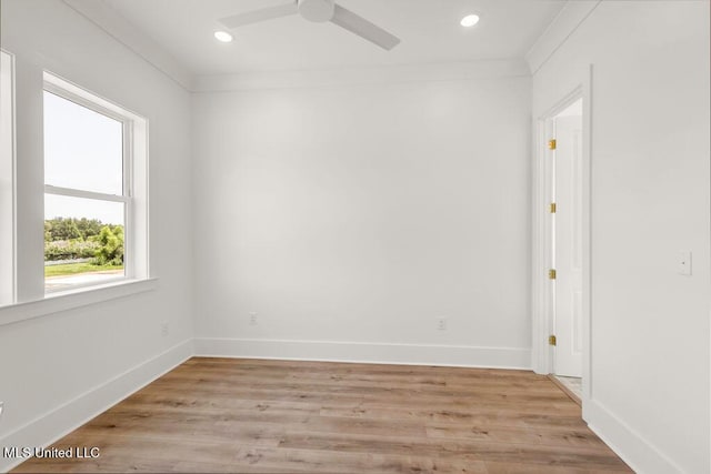 26470 W Beach Blvd, Pass Christian, MS 39571 - unfurnished room with a ceiling fan, light wood-style flooring, and recessed lighting