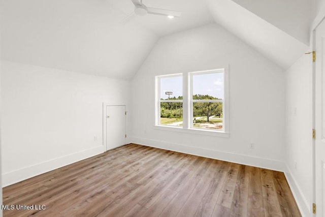 26470 W Beach Blvd, Pass Christian, MS 39571 - additional living space with wood finished floors, vaulted ceiling, and ceiling fan