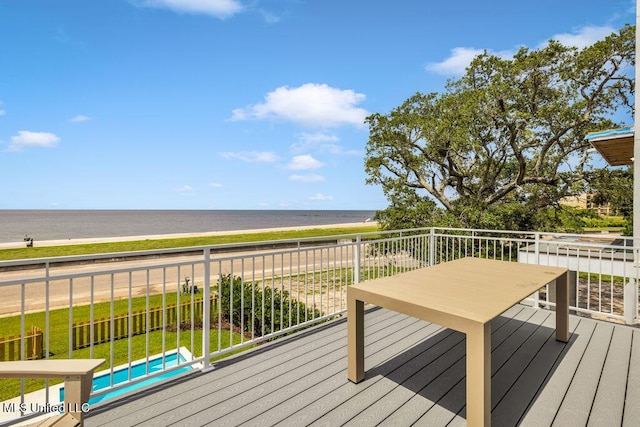 26470 W Beach Blvd, Pass Christian, MS 39571 - wooden deck with view of water and beach