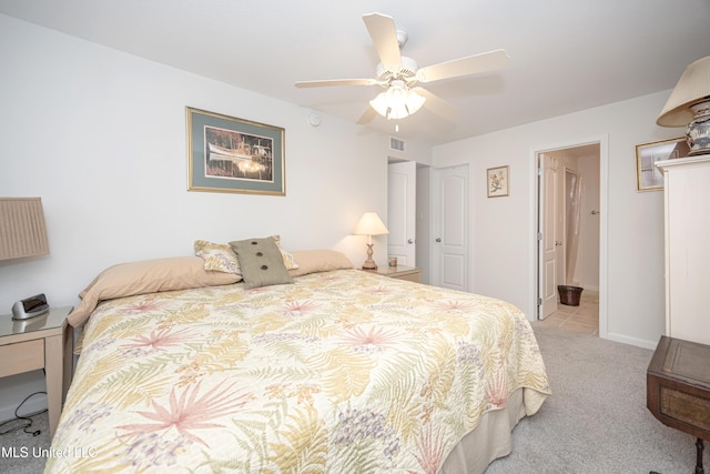 3230 Cumberland Rd Unit 18, Ocean Springs, MS 39564 - bedroom featuring light colored carpet, ceiling fan, and visible vents