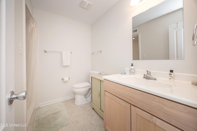 3230 Cumberland Rd Unit 18, Ocean Springs, MS 39564 - bathroom featuring vanity, visible vents, toilet, baseboards, and tile patterned floors