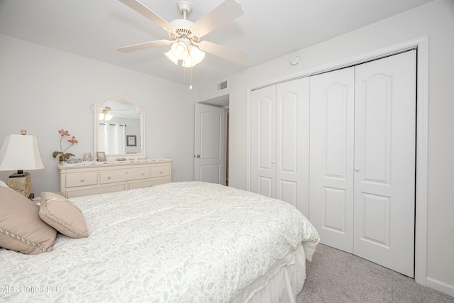 3230 Cumberland Rd Unit 18, Ocean Springs, MS 39564 - carpeted bedroom featuring visible vents, ceiling fan, and a closet