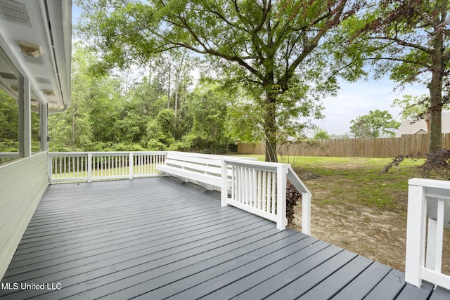 18401 Dogwood Ln, Saucier, MS 39574 - wooden deck featuring a yard and a fenced backyard