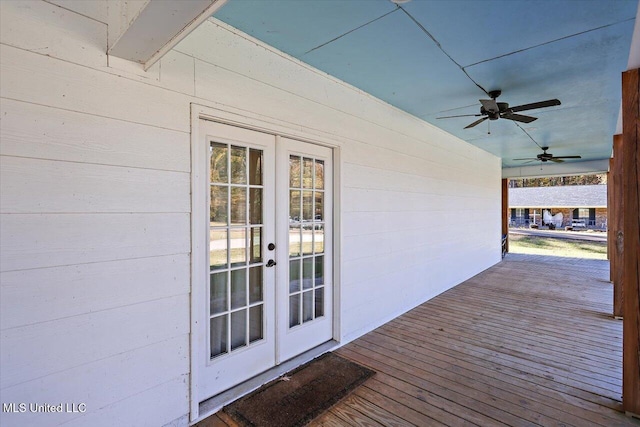 148 Stanton Hall Dr, Florence, MS 39073 - wooden deck featuring french doors and ceiling fan