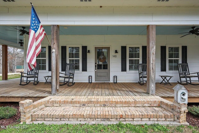 148 Stanton Hall Dr, Florence, MS 39073 - entrance to property featuring a porch and ceiling fan