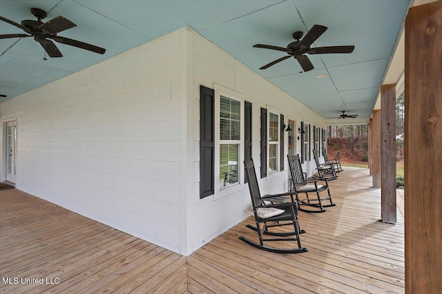 148 Stanton Hall Dr, Florence, MS 39073 - wooden porch featuring ceiling fan