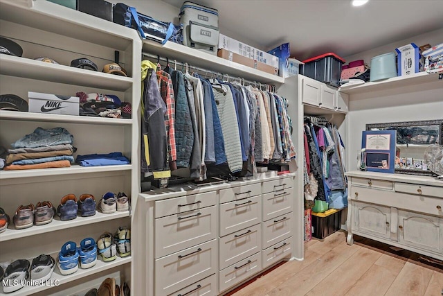 spacious closet featuring light wood finished floors