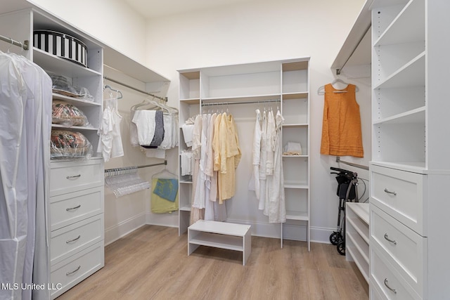 spacious closet with light wood finished floors