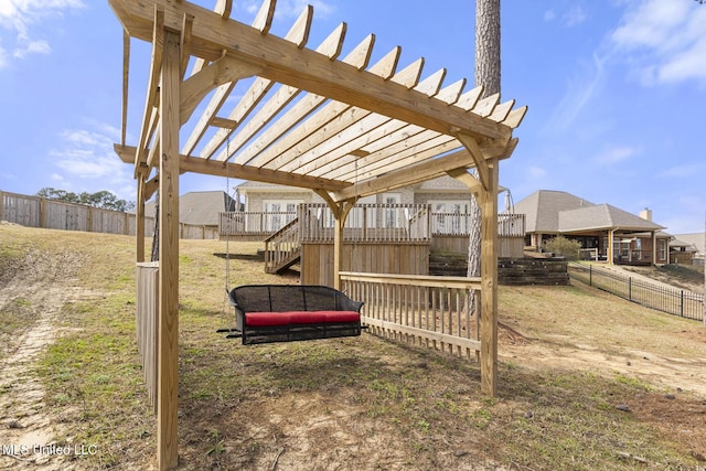 view of yard with fence private yard and a pergola